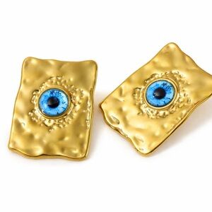 Evil Eye Rectangular Earrings Modern Style